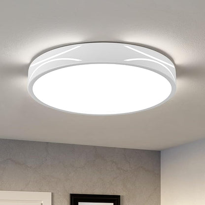 Modern Dimmable LED Flush Mount Ceiling Light, 2700K-6000K Selectable Round Close to Ceiling Lighting Fixtures, Metal Minimalist White Ceiling Lamp for Bedroom, Kitchen, Hallway, Laundry Room
