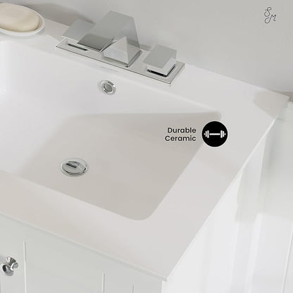 Swiss Madison Well Made Forever SM-VT327-3 Voltaire Vanity Top Sink, Glossy White