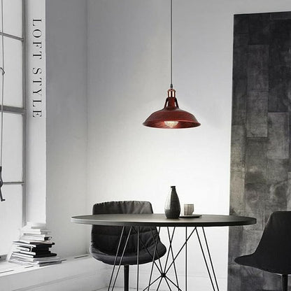 1m Vintage Barn Pendant Lighting with Adjustbale Cord Industrial Pendant Light Metal Hanging Lamps for Living Room, Kitchen, Dining Room, Bedroom Rustic Red