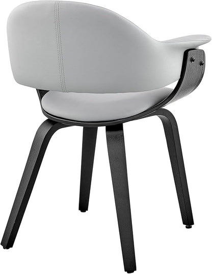 Armen Living Adalyn Faux Leather and Wood Dining Room Accent Chair, Gray/Black 19D x 25W x 30H in