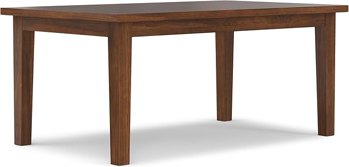 SIMPLIHOME Eastwood Dining Table - 66 inch Wide Solid Walnut Veneer Rectangular Table, Contemporary Style for Dining Room or Kitchen with Tapered Legs and Thick Top, Seats 6