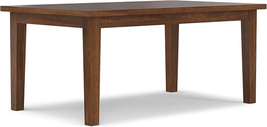 SIMPLIHOME Eastwood Dining Table - 66 inch Wide Solid Walnut Veneer Rectangular Table, Contemporary Style for Dining Room or Kitchen with Tapered Legs and Thick Top, Seats 6