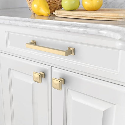 Amerdeco 10 Pack Brushed Brass Cabinet Pulls 6.3 Inch(160MM) Hole Centers Kitchen Cabinet Handles Cabinet Hardware Kitchen Handles for Cabinets Cupboard Handles Drawer Pulls ZH0019