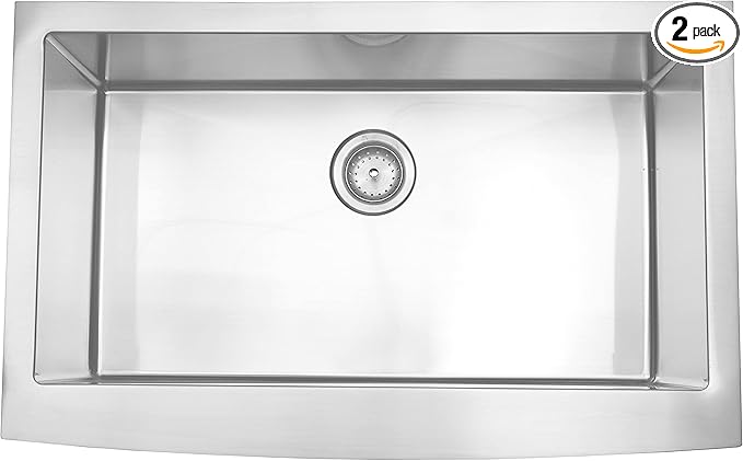MSI 33 inch Undermount Single Bowl Farmhouse Apron Stainless Steel Kitchen Sink and Strainer, 16 Gauge