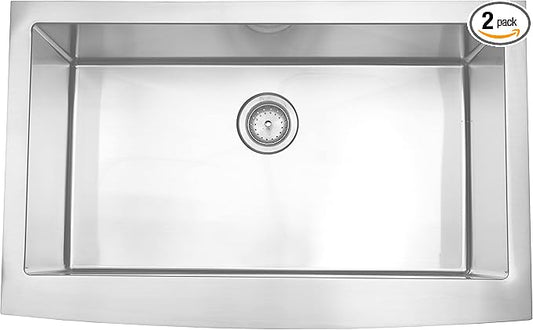 MSI 33 inch Undermount Single Bowl Farmhouse Apron Stainless Steel Kitchen Sink and Strainer, 16 Gauge