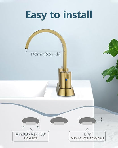 Aolemi Bathroom Faucets for Sink 3 Hole,4 Inch Centerset Waterfall Faucet 2 Handle for Bathroom Sink with Pop-Up Drain and Supply Lines Brushed Gold