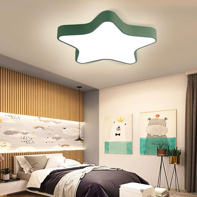 LED Ceiling Light Fixture, 12 Inch Modern Pentagram Recessed Ceiling Lights, Dimmable Light 3000K-6000K,12W Ceiling Lamp Green Close to The Ceiling Lighting Flush Mount for Berroom Living Room