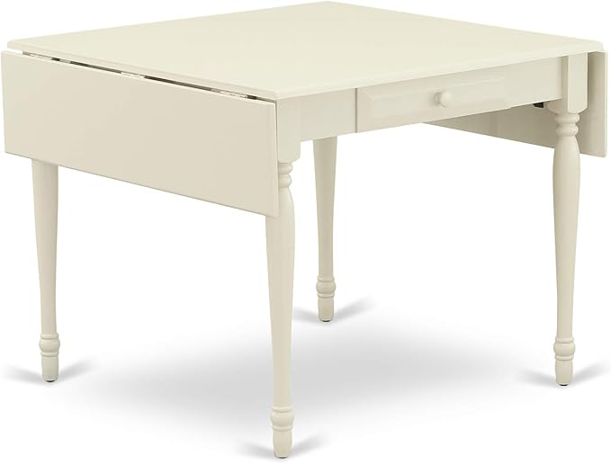 East West Furniture MZT-LWH-T Monza Dining Table - a Rectangle Wooden Table Top with Dropleaf & Stylish Legs, 36x54 Inch, Linen White