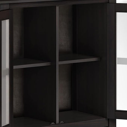 SIMPLIHOME Artisan Storage Cabinet - 30 inch Wide Solid Wood Low Storage Cabinet in Hickory Brown, Contemporary Accent Cabinet for Living Room or Dining Room with Glass Doors and Adjustable Shelves