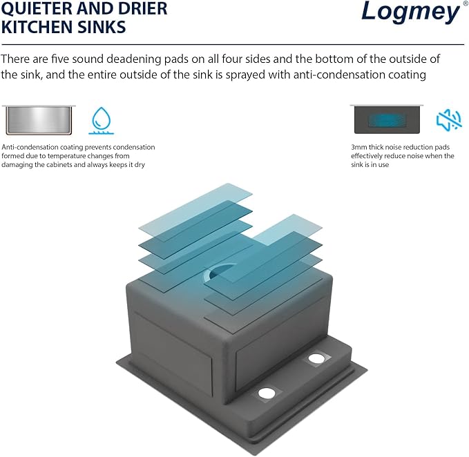 Logmey 15" RV Outdoor Kitchen Sink Undermount with Foldable Faucet and Cover,16 Gauge Stainless Steel Handmade 15x17 Single Bowl Sink for Outdoor Kitchen,Patio,Camper