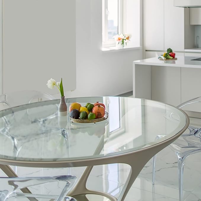 Round Clear Tempered Glass Table Top 47 Inch with 1/4 Inch Thick Flat Polished Edge Ideal for Tables Desks Workspaces and Outdoor Furniture by Fab Glass and Mirror