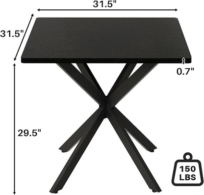 Unovivy 31.5" Small Square Dining Table for 2-4, Space Saving Kitchen Dinner Table, Industrial Compact Modern Dining Room Desk for Kitchen, Apartment, Black