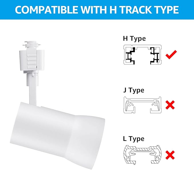 LEONLITE LED Track Lighting Heads 10W Dimmable, 700LM CRI90, Single Circuit H Track Lighting Heads for Accent Retail Kitchen Artwork, Aluminum, ETL & ES Listed, 3000K Warm White, White, Pack of 4