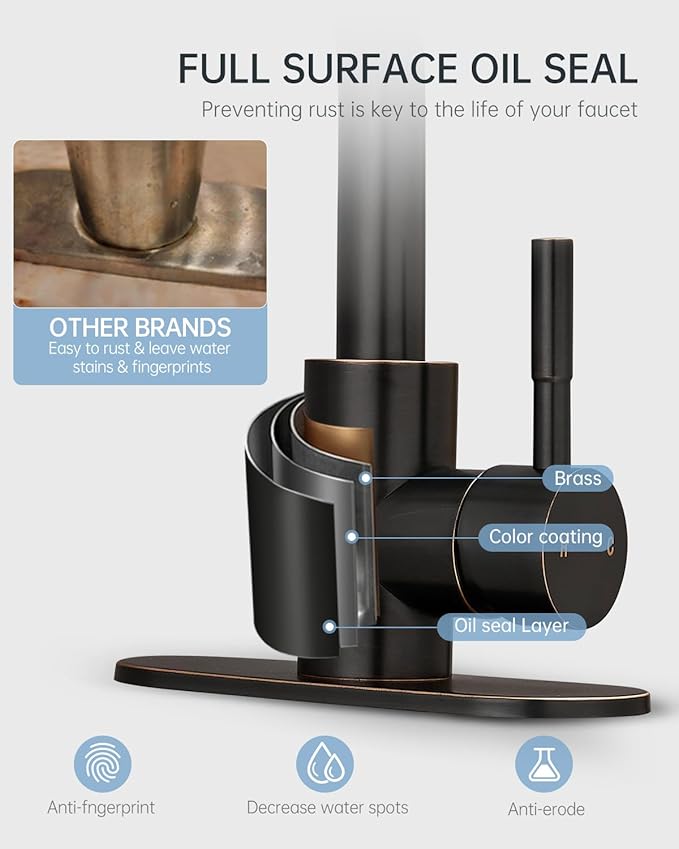 Fransiton Bathroom Faucets, Bar Sink Faucet Single Hole for Bathroom Kitchen Campers with Pop-Up Drain Hose, Suitable for Farmhouse Vanity Lavatory