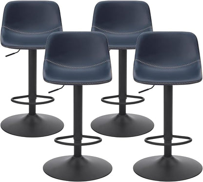 Adjustable Bar Stools Set of 2, Swivel Bar Stools, Bar Height Stools with Back Support Counter Height Bar Chairs Pu Leather Bar Stool for Kitchen Island Rustic Bar stools