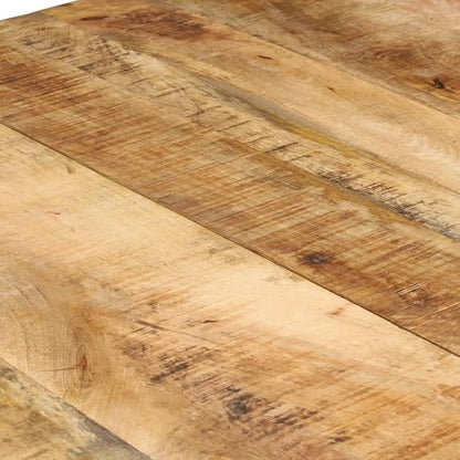 Rectangular Dining Table, Natural Mango Wood, Rustic Industrial Style for Kitchen or Dining Room Spaces, Seats Up to Six People