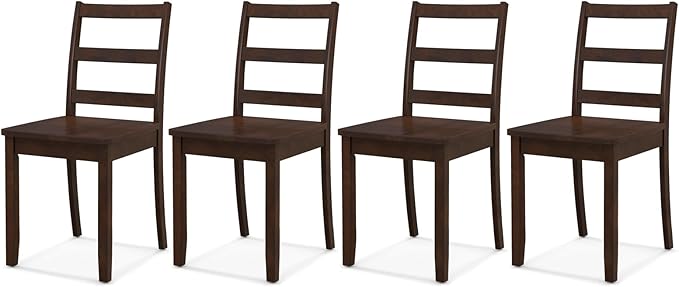 ERGOMASTER Wooden Dining Chairs Set of 4, Farmhouse Armless Wood Kitchen Chair with Back, Restaurant Side Chairs for Study, Dining Room, Brown