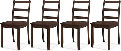 ERGOMASTER Wooden Dining Chairs Set of 4, Farmhouse Armless Wood Kitchen Chair with Back, Restaurant Side Chairs for Study, Dining Room, Brown
