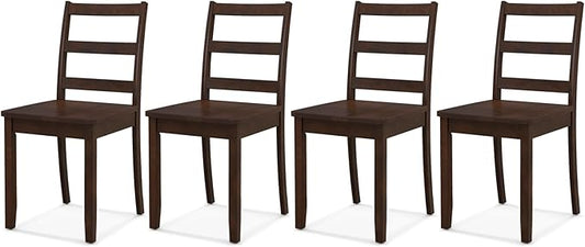 ERGOMASTER Wooden Dining Chairs Set of 4, Farmhouse Armless Wood Kitchen Chair with Back, Restaurant Side Chairs for Study, Dining Room, Brown