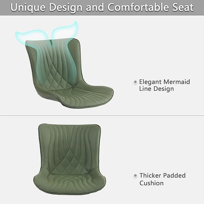 Kidol & Shellder Dining Chairs Set of 2, Mid Century Modern Kitchen Chairs with Black Metel Legs, PU Leather Upholstered Side Chair for Dining Room, Living Room, Lounge, Restaurant, Bean Green