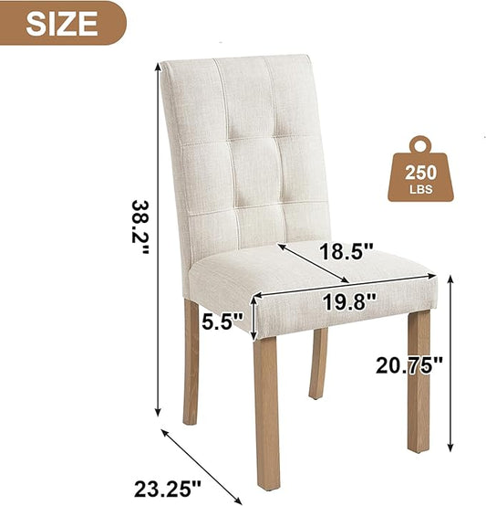 Merax Dining Chair Set of 4, Upholstered Chairs with Back and Wood Legs, Mid-Century Modern Accent Chairs for Kitchen Island Dining Room