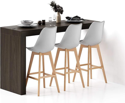 Mobili Fiver, Evolution Peninsula with Wireless Charger 70.9 x 23.6 in, Dark Walnut, Made in Italy