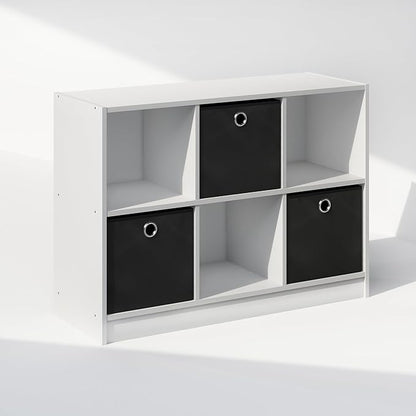 Furinno Cubic Closet Organizers and Storage, 6-Cube Closet Organizer with Bins, Open Shelf Storage, for Wardrobe, Bedroom, Living Room, White