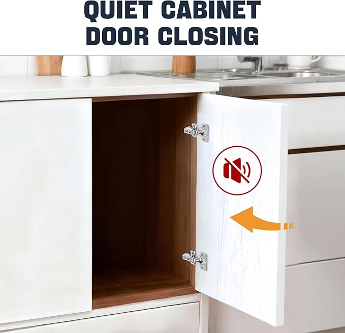 Mousike 40 Pack (20 Pair) Soft Close Cabinet Hinges, 1/2 Overlay Soft Close Hinges for Kitchen Cabinet, Stainless Steel, Built-in Damper, 100 Degree Opening Angle, 6 Way Adjustment