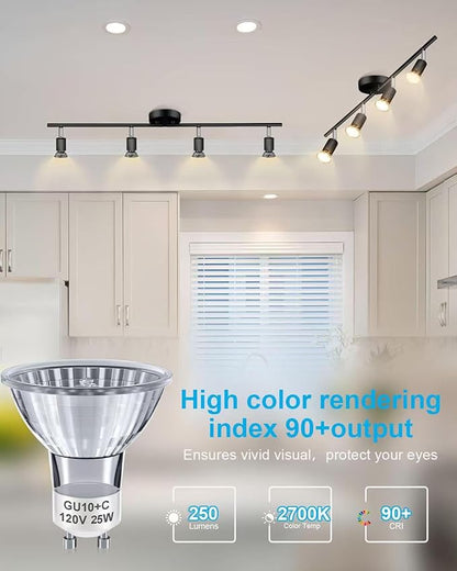 SerBion GU10 Halogen Light Bulbs for Candle Warmer Lamp, Dimmable MR16 120V 25W Bulbsfor Track and Range Hood, Warm White
