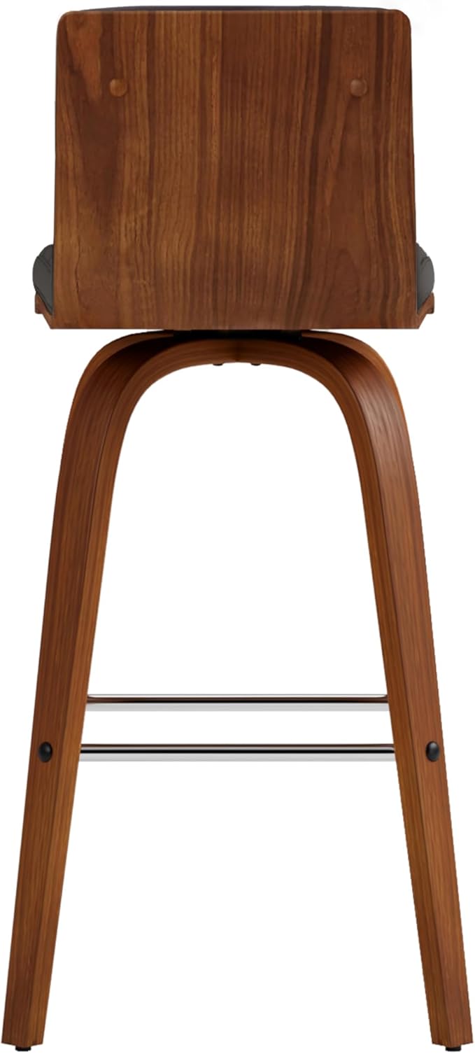 Vienna 26" Swivel Counter Stool in Walnut Wood Finish with Gray Faux Leather - Set of 3