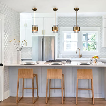 DEYNITE Modern Pendant Light Fixtures Brass Hanging Light for Kitchen Island