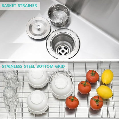33 Inch Stainless Steel Kitchen Sink with Faucet Combo-iAnomla 33x19 Undermount Kitchen Sink Stainless Steel Deep Single Bowl Under Mount Sinks and Faucet Combo Set