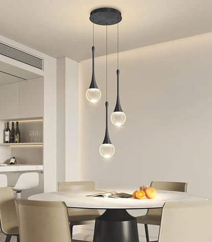 Crystal Chandelier for Dining Room Glam 3 Light Cluster Crystal Pendant Light Dimmable LED Chandeliers for Kitchen Island Living Room Black