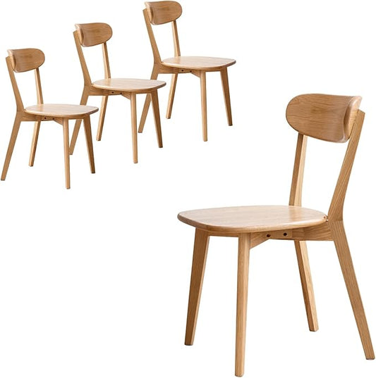 Dining Chairs Set of 4 - Solid Oak Wood Complete Set, 400 lb Capacity & Ergonomic Back, Ready for Kitchen Table, Breakfast Nook, or Restaurant