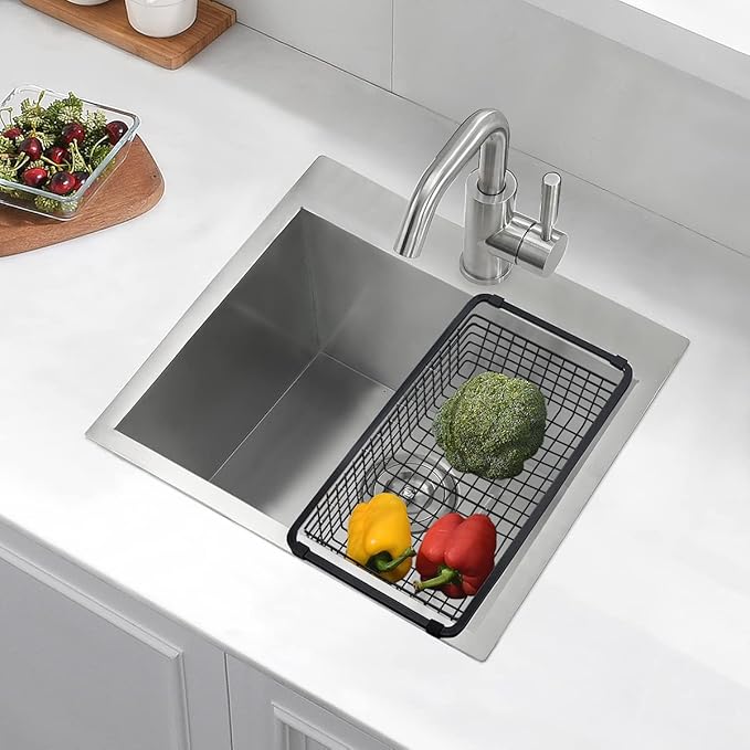 21 Stainless Steel Drop In Kitchen Bar Sink, Luckyhorse 21” x 18” x 10” 18 Gauge Stainless Steel Small Kitchen Outdoor Sink LH021L