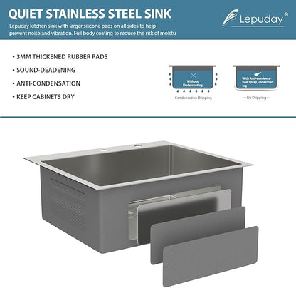 25 Inch Drop In Kitchen Sink - Lepuday 25×22x9 inch Kitchen Sink Drop In Stainless Steel Topmount Sinks 16 Gauge Single Bowl Top mount Sinks