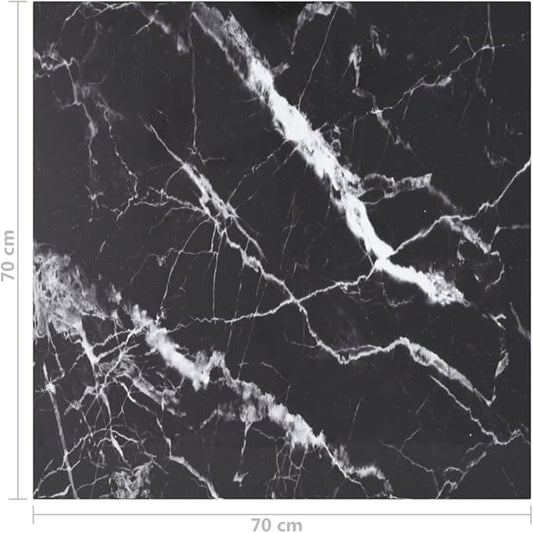 27.6x27.6in Square Tempered Glass Table Top Black White Marble Design 0.2in Thick Easy Clean Modern Tabletop for Dining Room Living Room Small Space