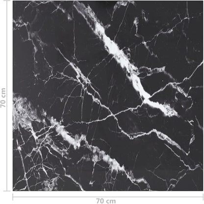 Square Tempered Glass Tabletop 27.6 x 27.6 in Black White Marble Design Modern Countertop for Dining Room Kitchen Bar or Small Apartment