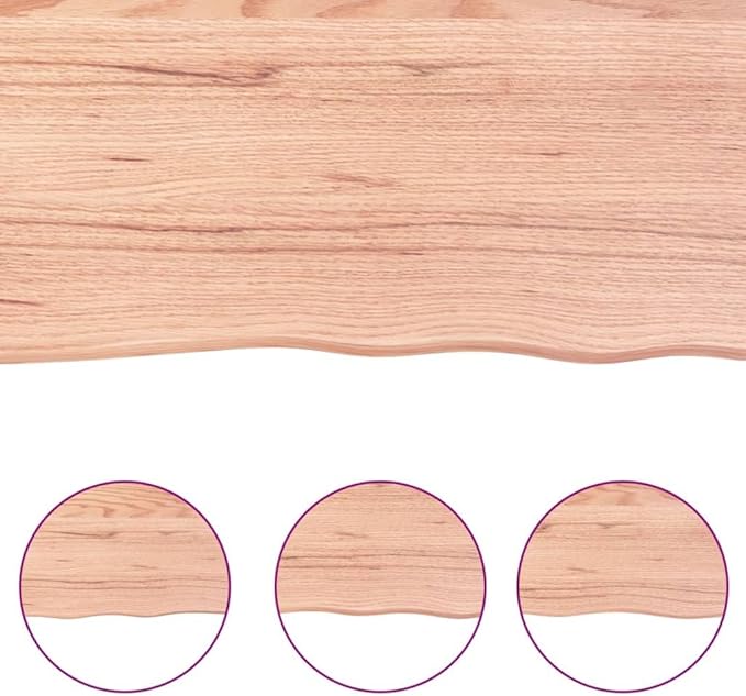 23.6 x 23.6 in Solid Oak Tabletop Live Edge Rustic Wood Slab Countertop for Dining Room Kitchen Office Desk, Durable Varnished Square Table Top for Indoor Space