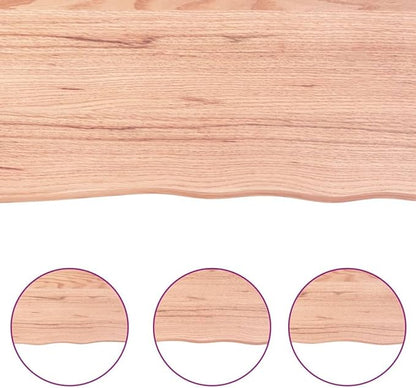 23.6 x 23.6 in Solid Oak Tabletop Live Edge Rustic Wood Slab Countertop for Dining Room Kitchen Office Desk, Durable Varnished Square Table Top for Indoor Space