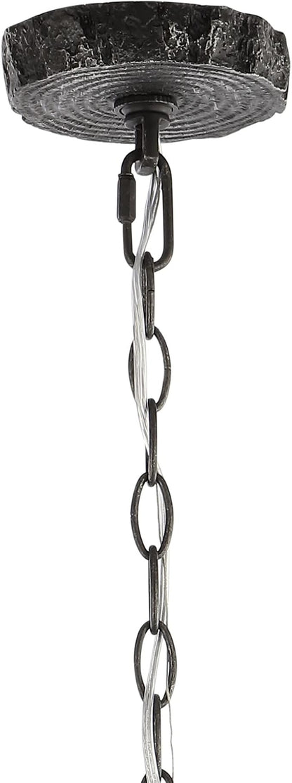 JONATHAN Y 30" Black Rustic Resin Antler 5-Light LED Chandelier, Farmhouse Faux Deer Horn Hanging Ceiling Light for Dining Room, Kitchen Island, Adjustable Light Fixture (JYL6300C)