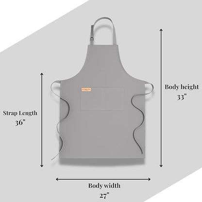 100% Cotton Kitchen Apron with 2 Pockets – Adjustable Chef Apron for Cooking Baking BBQ – Unisex Apron