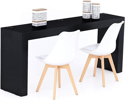 Mobili Fiver, Evolution Dining Table 70.9 x 15.7 in, with Wireless Charger, Ashwood Black with Two Legs, Made in Italy
