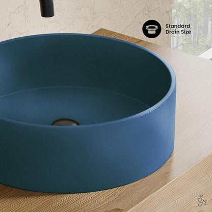 Swiss Madison Lisse 14.5" Concrete Round Vessel Sink in Matte Royal Blue