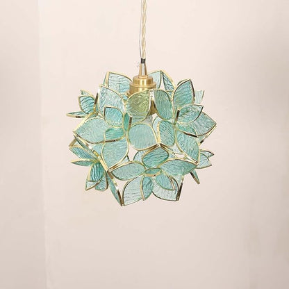 Bieye L10961 Petals Tiffany Style Stained Glass Ceiling Pendant Light with 8-inch Wide Lampshade (Textured Light Blue, 8" Rose Lily)