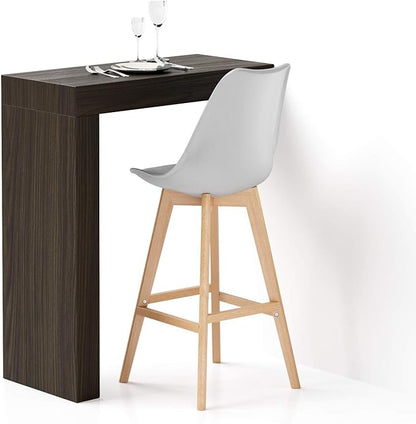 Mobili Fiver Evolution Tall Kitchen Bar Table Made in Italy | Space Saving, Wall-Mounted Counter Height Table for 1 | Breakfast Bar Table Top w/Cable Holder | Dark Walnut | 35,4" x 15,7" in