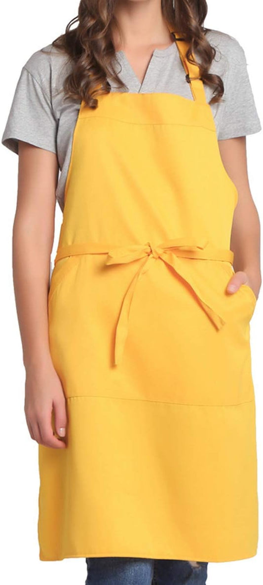 BIGHAS Adjustable Bib Apron with Long Ties for Women Men 18 Colors Chef Kitchen Cooking