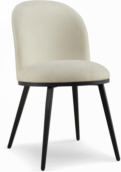 KISLOT Dining Chairs Set of 2, Fabric Upholstered Dining Room Chairs with Ergonomic Backrest & Metal Legs, Modern Kitchen Side Chairs for Home, Restaurant, and Café, Coconut