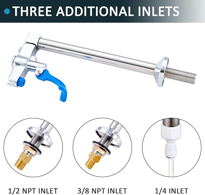 Glass Filler 14.5 Inches Deck Mount Faucet Glass Filling Station Water Station for Restaurants Kitchen Bar G1/2" Male with 3 Connector Adapter Brass Structure