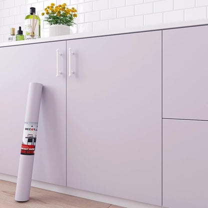 Decotalk Lilac Wallpaper Light Purple Contact Paper Peel and Stick 17.7x200 Inch Light Purple Wallpaper for Bedroom Solid Color Contact Paper for Cabinets and Drawers Lilac Vinyl Wrap, Renter Friendly